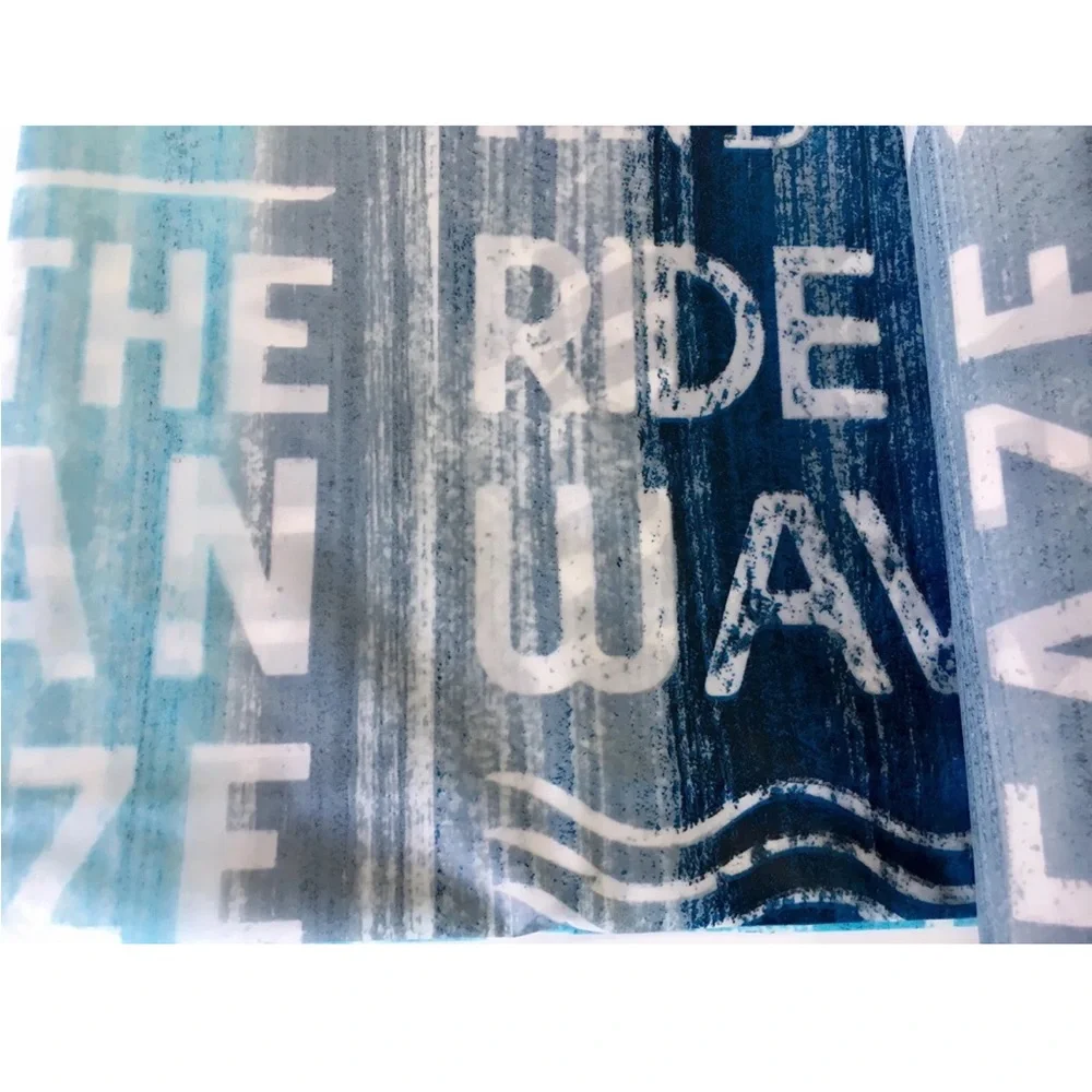 Ocean Rules Blue Peva Shower Curtain Metal Grommets Ombré Sunset Relax Beach